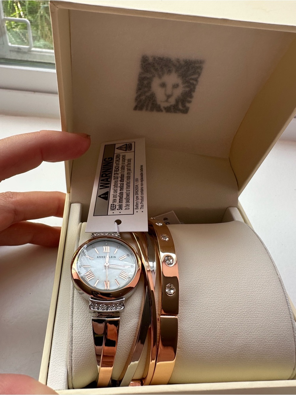 Anne Klein Rose Gold and Silver Tone Women's Watch with Bracelet Trio